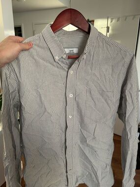 AMI Paris Men's Grey Stripe Button-Down Shirt